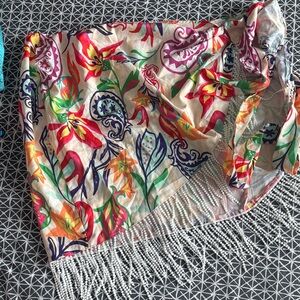 SHEIN Colorful Floral Fringe Skirt